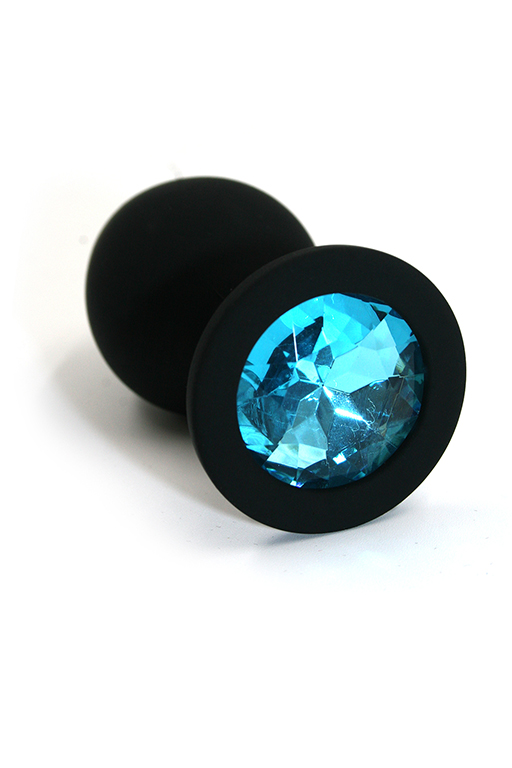 Анальная пробка из силикона с голубым кристаллом KL-S005M